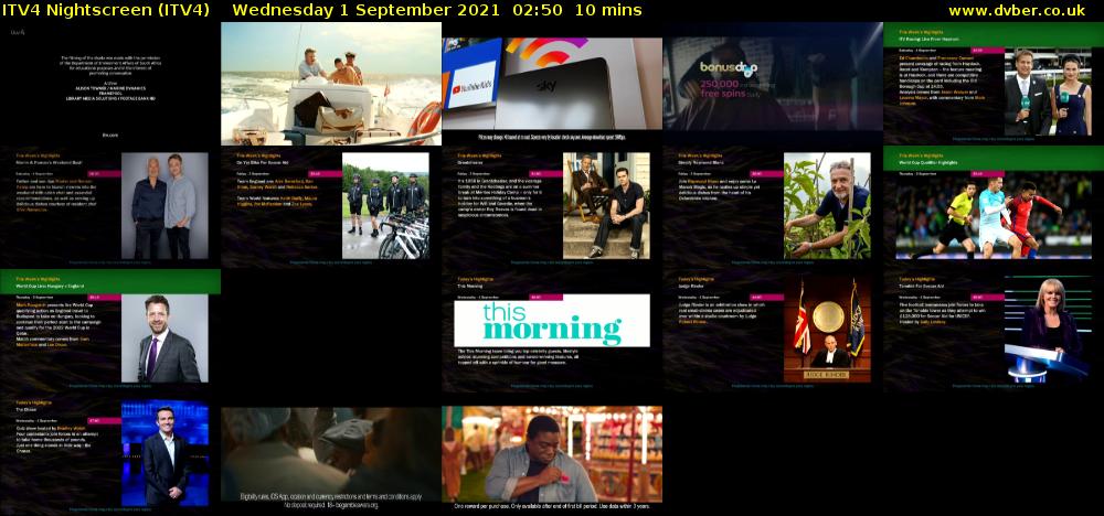 ITV4 Nightscreen (ITV4) Wednesday 1 September 2021 02:50 - 03:00