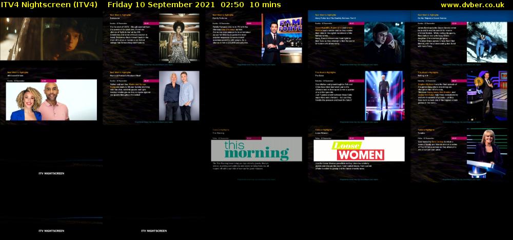 ITV4 Nightscreen (ITV4) Friday 10 September 2021 02:50 - 03:00