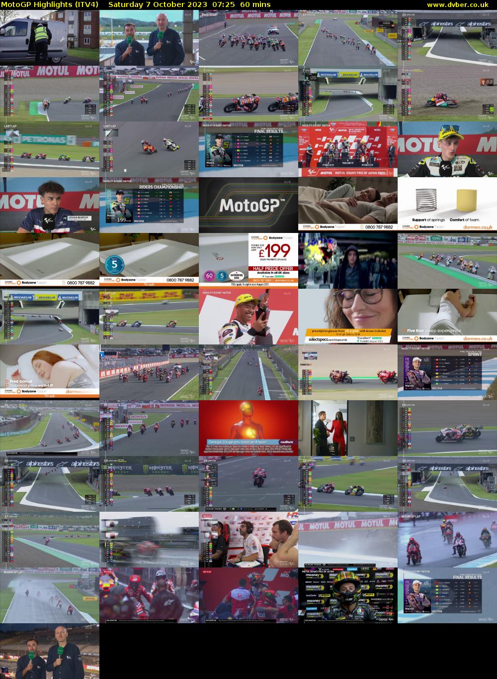 MotoGP Highlights (ITV4) Saturday 7 October 2023 07:25 - 08:25