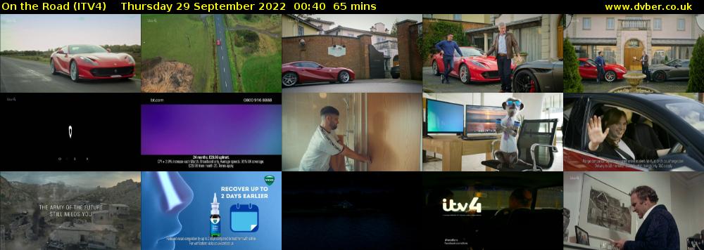On the Road (ITV4) Thursday 29 September 2022 00:40 - 01:45