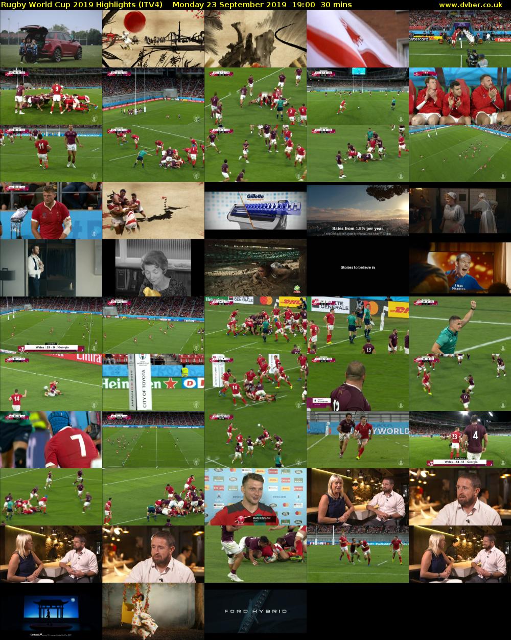 Rugby World Cup 2019 Highlights (ITV4) Monday 23 September 2019 19:00 - 19:30