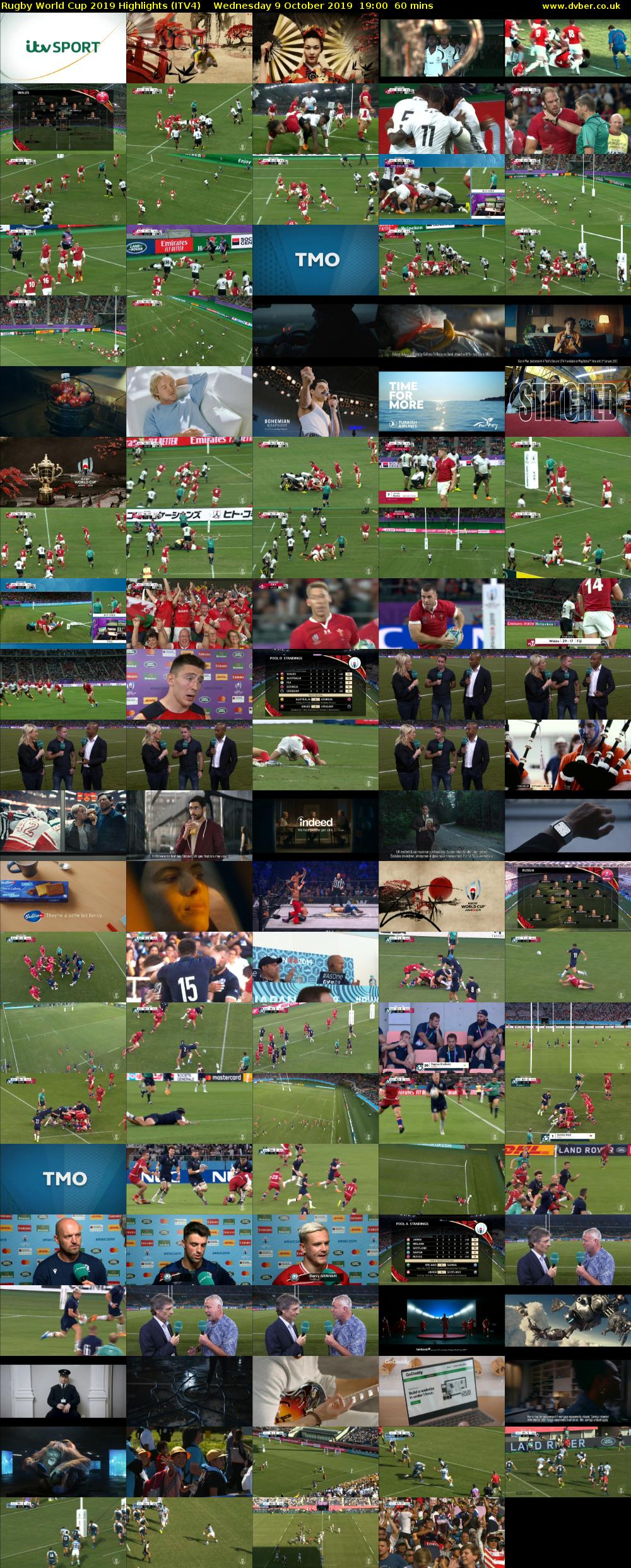 Rugby World Cup 2019 Highlights (ITV4) Wednesday 9 October 2019 19:00 - 20:00