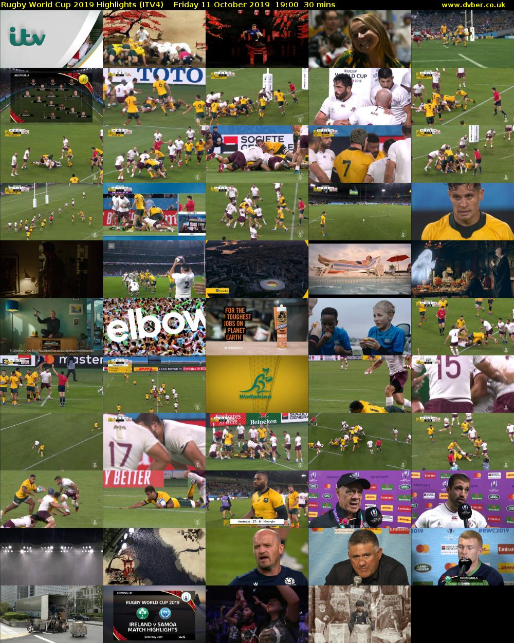 Rugby World Cup 2019 Highlights (ITV4) Friday 11 October 2019 19:00 - 19:30