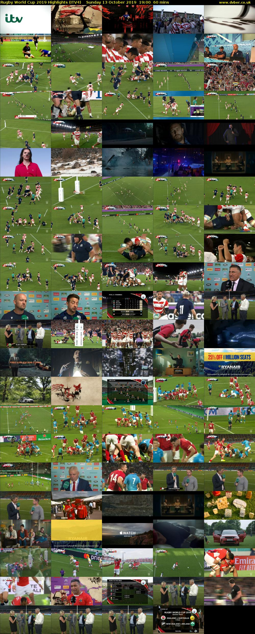 Rugby World Cup 2019 Highlights (ITV4) Sunday 13 October 2019 19:00 - 20:00