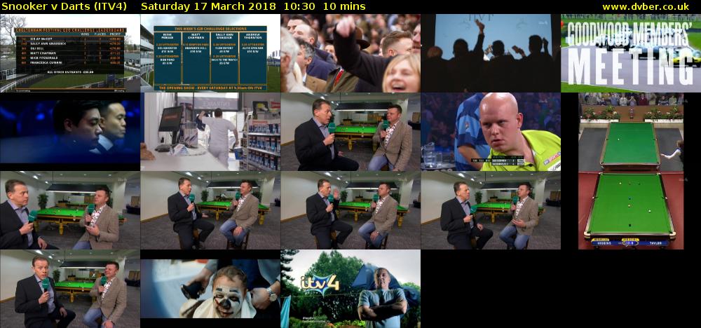 Snooker v Darts (ITV4) Saturday 17 March 2018 10:30 - 10:40