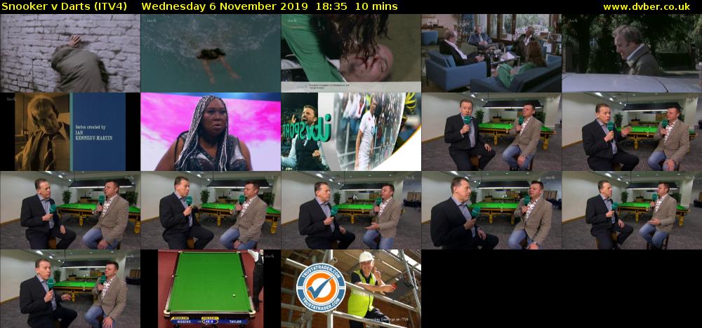 Snooker v Darts (ITV4) Wednesday 6 November 2019 18:35 - 18:45