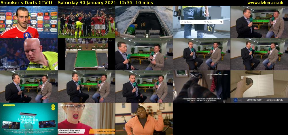 Snooker v Darts (ITV4) Saturday 30 January 2021 12:35 - 12:45