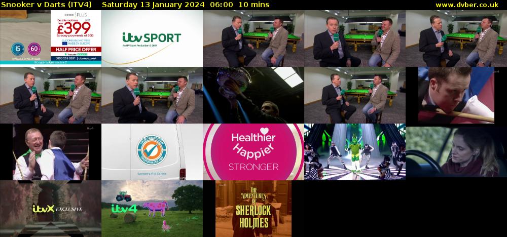 Snooker v Darts (ITV4) Saturday 13 January 2024 06:00 - 06:10