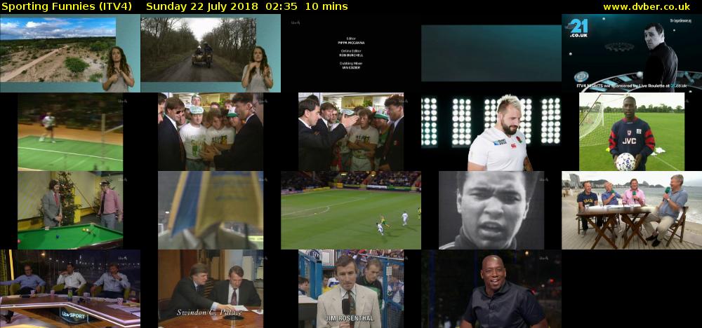 Sporting Funnies (ITV4) Sunday 22 July 2018 02:35 - 02:45