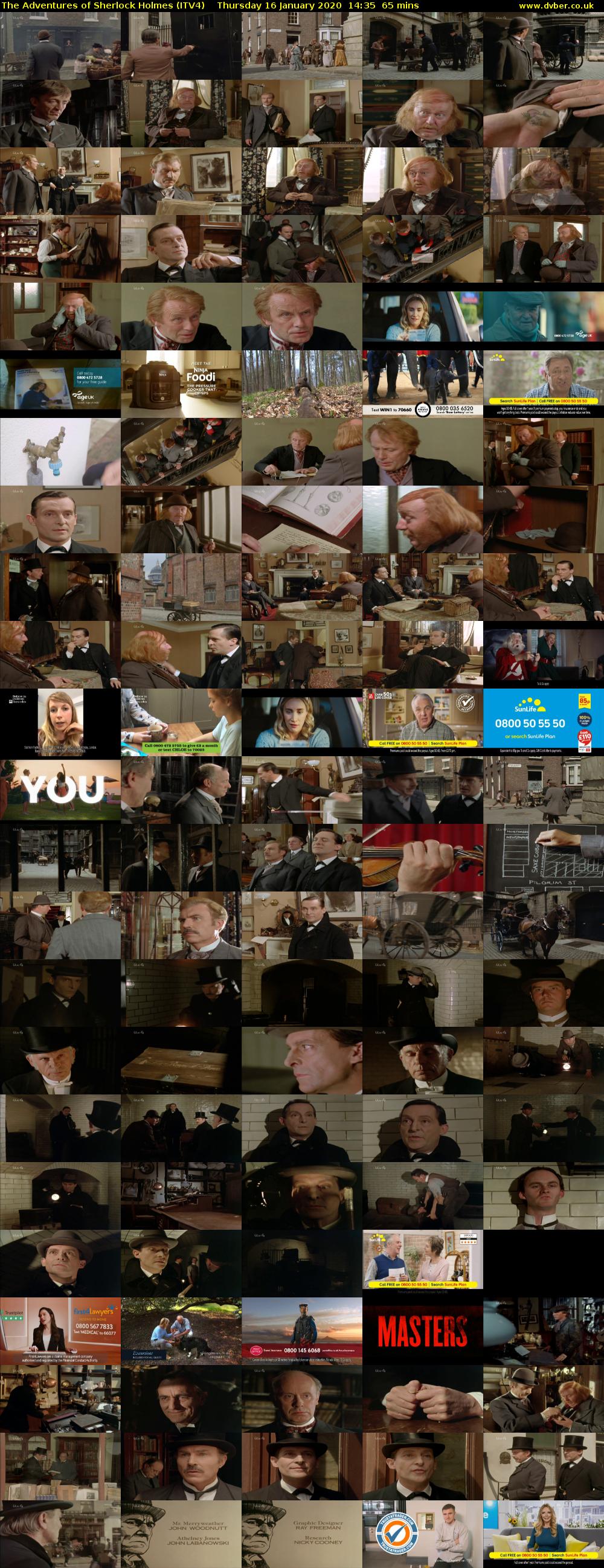 The Adventures of Sherlock Holmes (ITV4) Thursday 16 January 2020 14:35 - 15:40