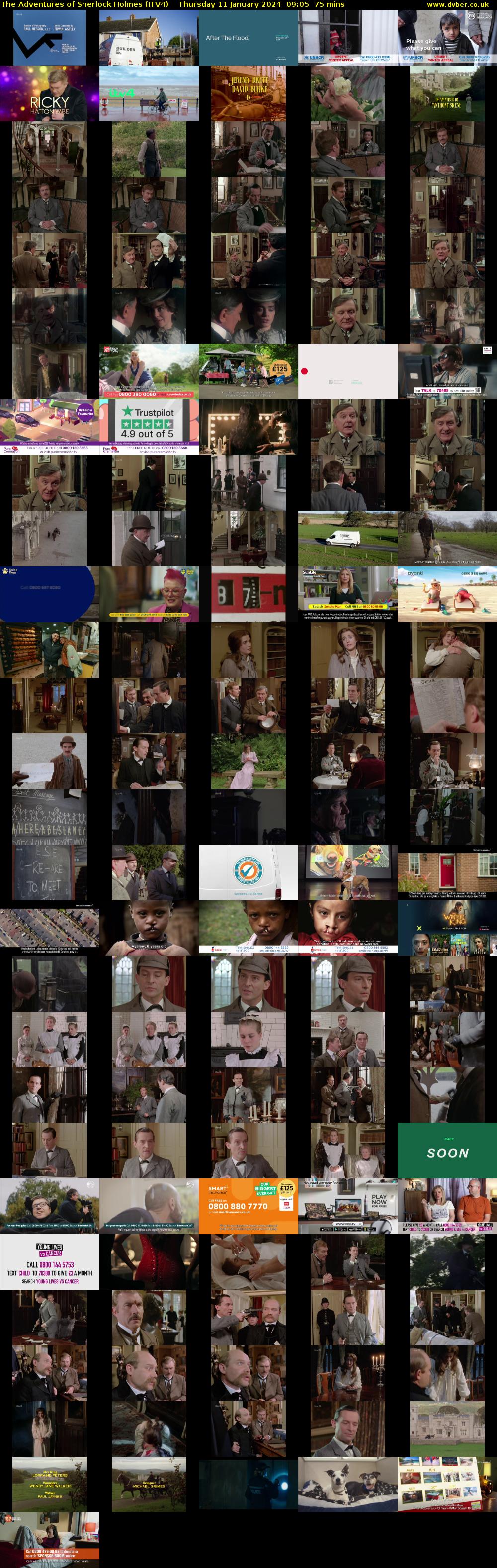 The Adventures of Sherlock Holmes (ITV4) Thursday 11 January 2024 09:05 - 10:20