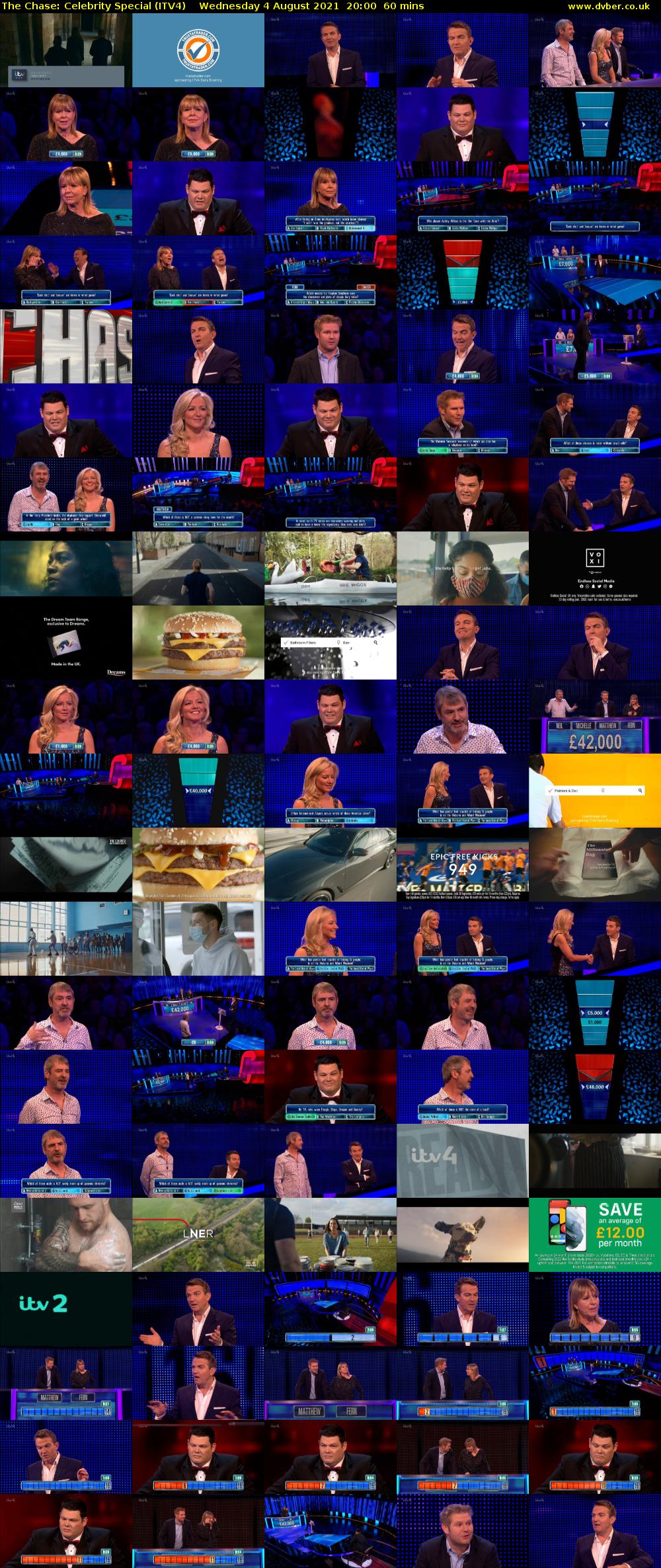 The Chase: Celebrity Special (ITV4) Wednesday 4 August 2021 20:00 - 21:00