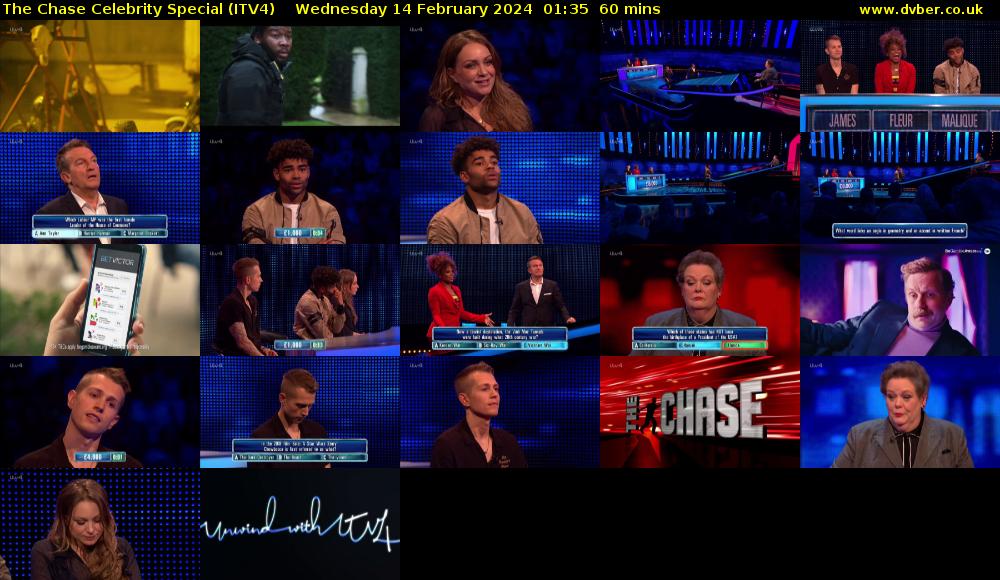 The Chase Celebrity Special (ITV4) Wednesday 14 February 2024 01:35 - 02:35