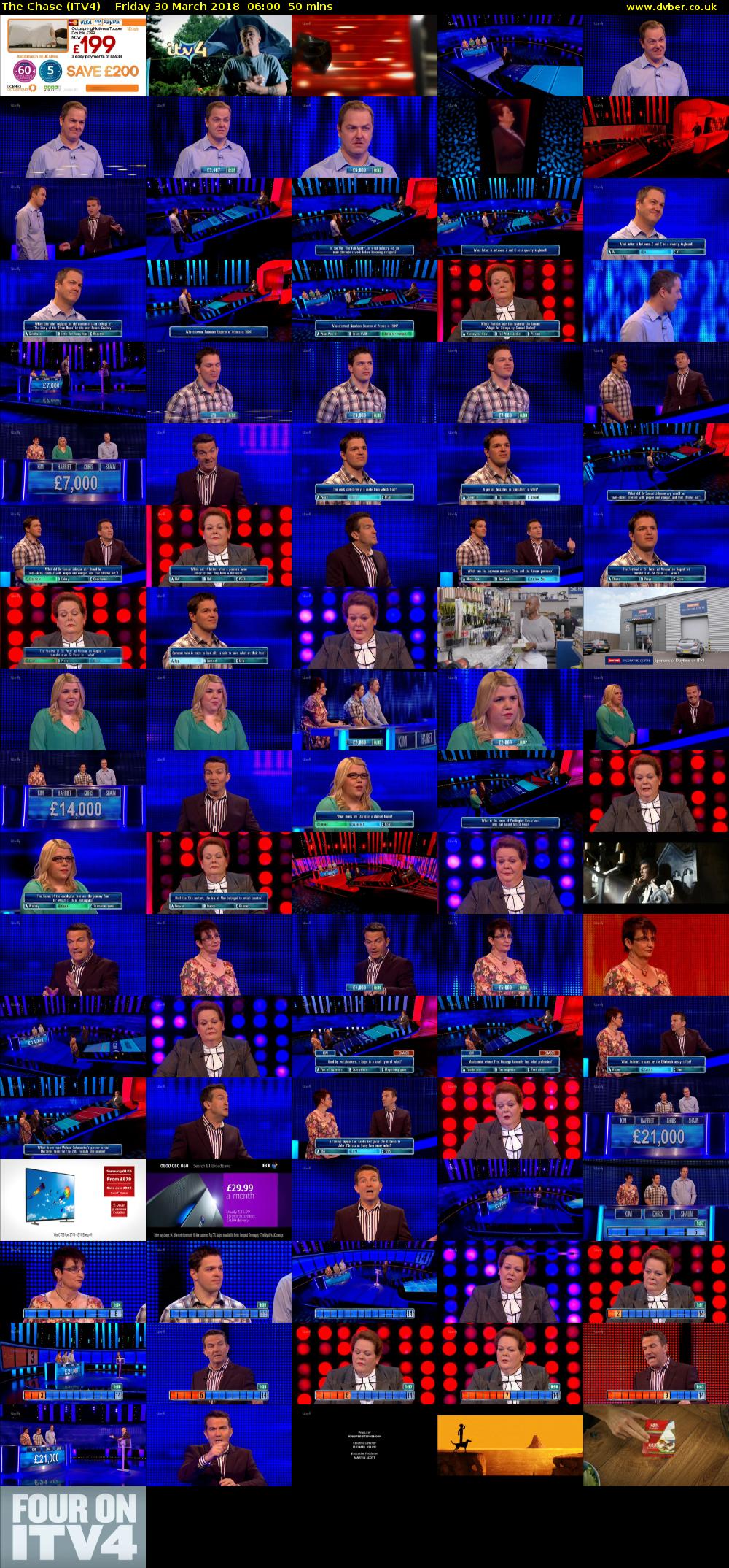 The Chase (ITV4) Friday 30 March 2018 06:00 - 06:50