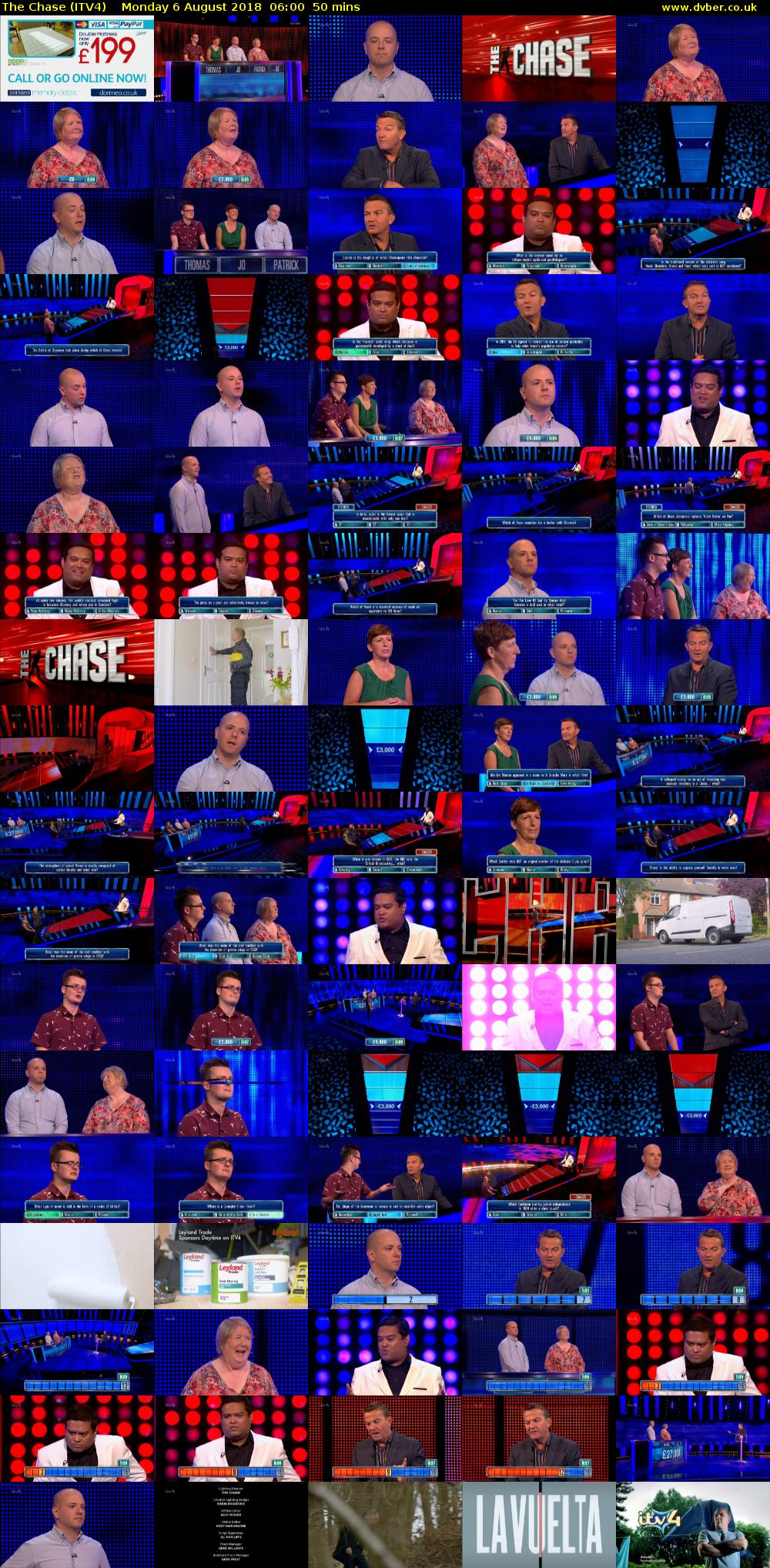 The Chase (ITV4) Monday 6 August 2018 06:00 - 06:50