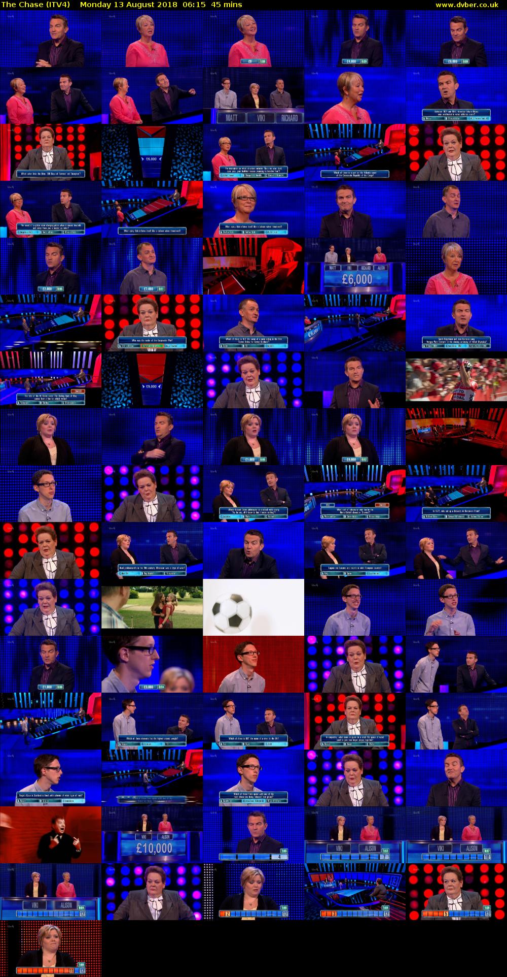 The Chase (ITV4) Monday 13 August 2018 06:15 - 07:00