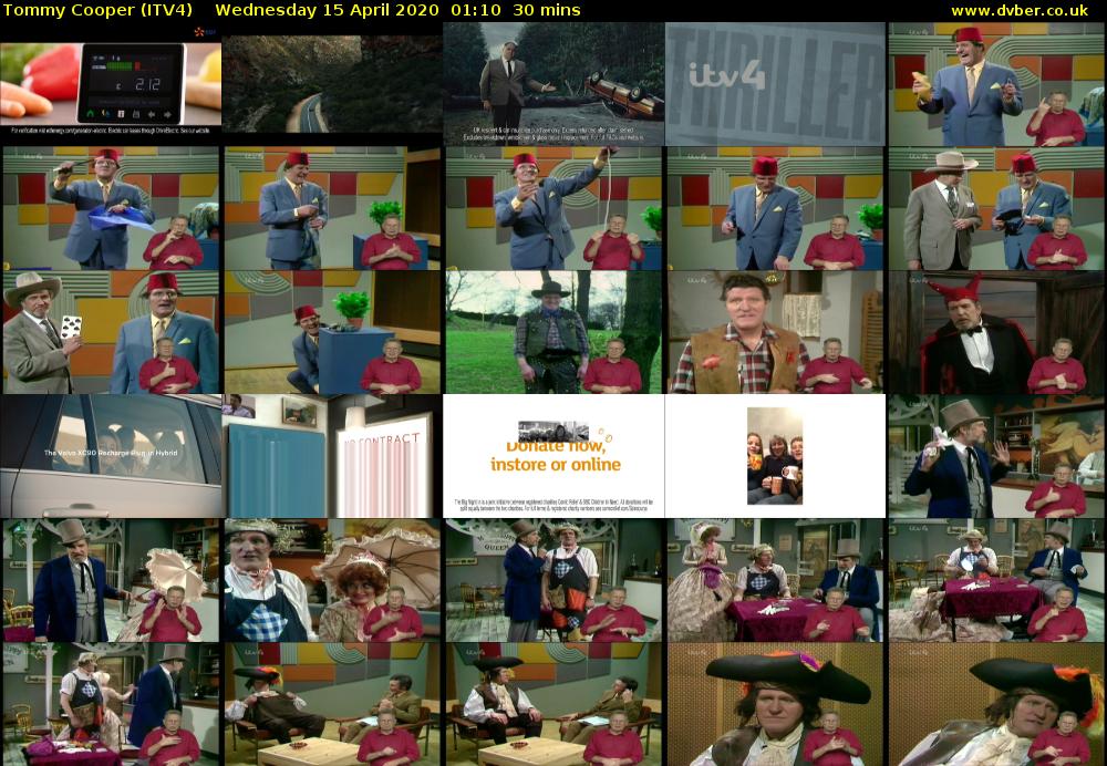 Tommy Cooper (ITV4) Wednesday 15 April 2020 01:10 - 01:40