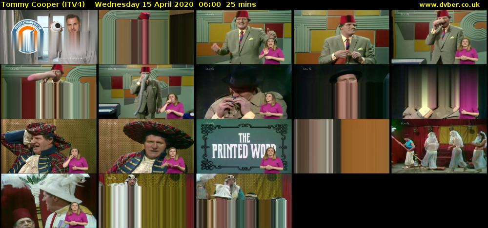 Tommy Cooper (ITV4) Wednesday 15 April 2020 06:00 - 06:25