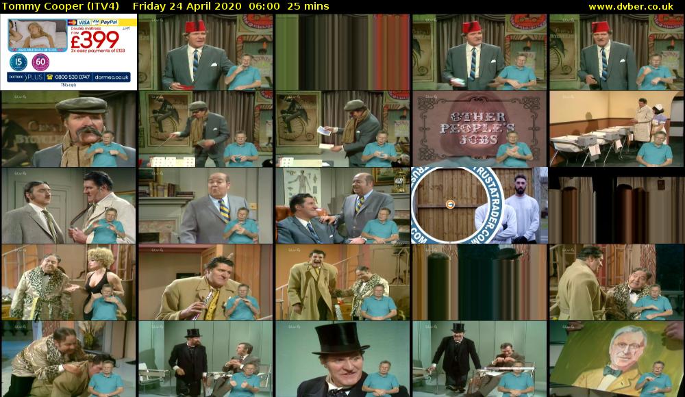 Tommy Cooper (ITV4) Friday 24 April 2020 06:00 - 06:25