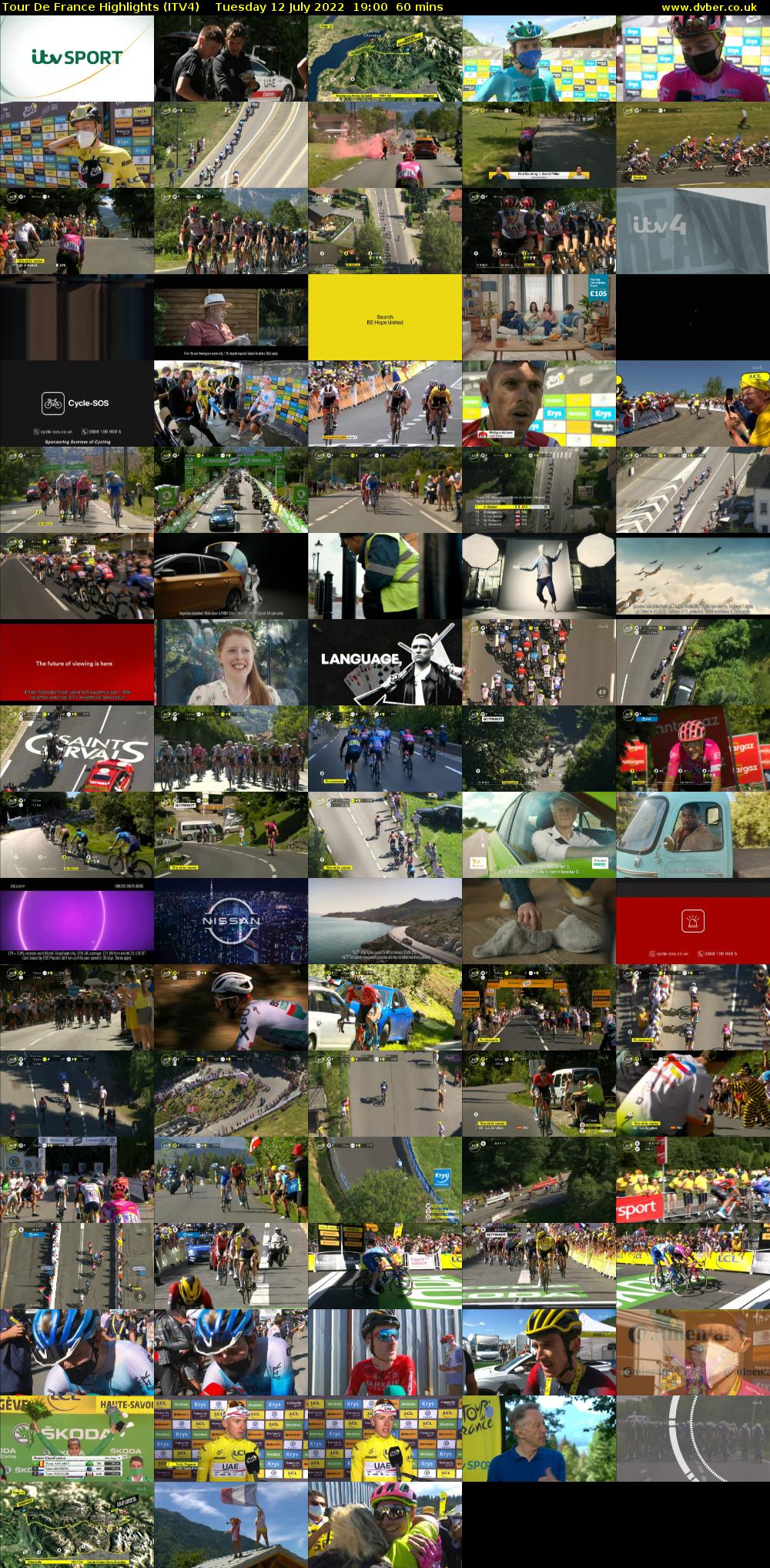Tour De France Highlights (ITV4) Tuesday 12 July 2022 19:00 - 20:00