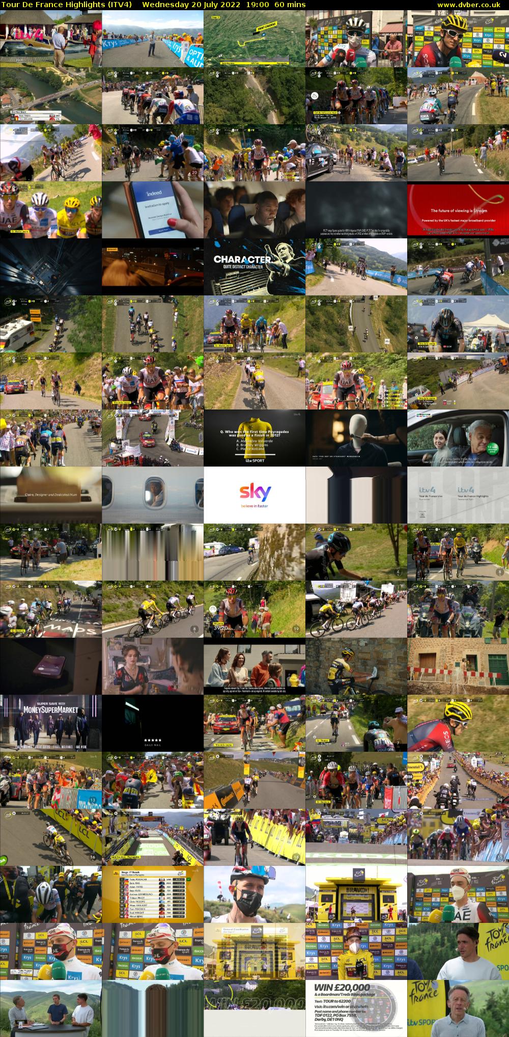 Tour De France Highlights (ITV4) Wednesday 20 July 2022 19:00 - 20:00