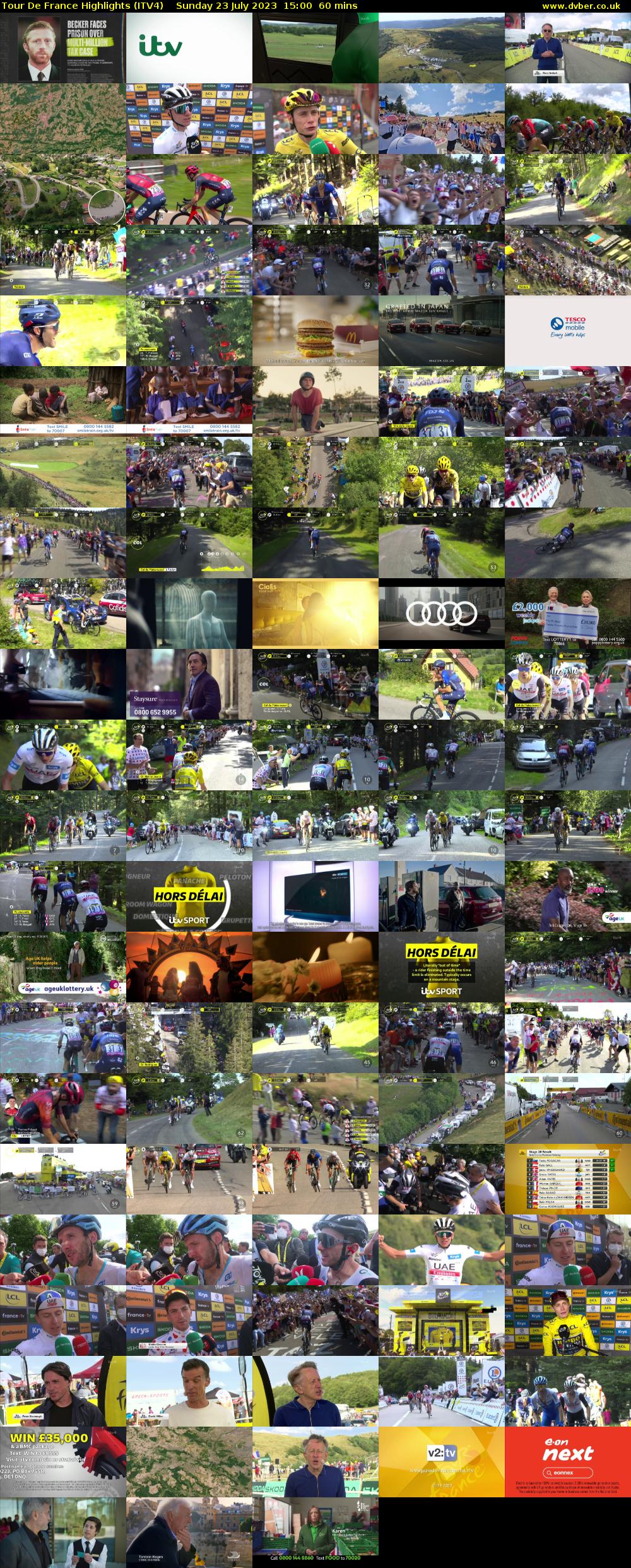 Tour De France Highlights (ITV4) Sunday 23 July 2023 15:00 - 16:00