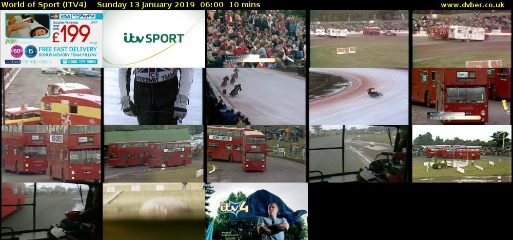 World of Sport (ITV4) Sunday 13 January 2019 06:00 - 06:10