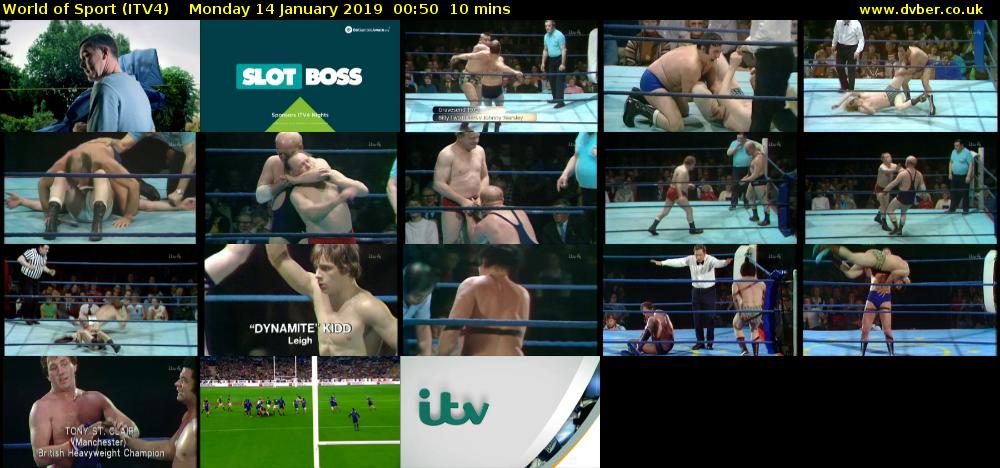World of Sport (ITV4) Monday 14 January 2019 00:50 - 01:00