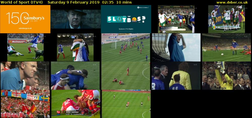 World of Sport (ITV4) Saturday 9 February 2019 02:35 - 02:45
