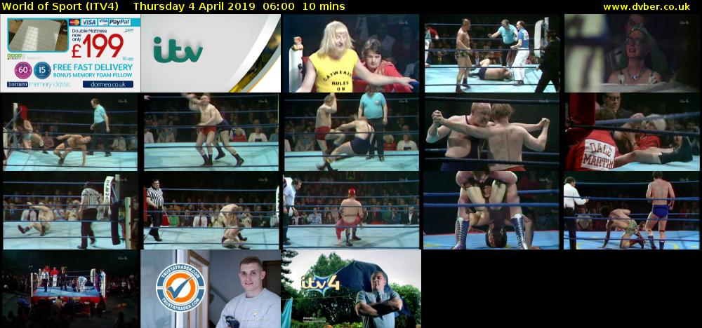 World of Sport (ITV4) Thursday 4 April 2019 06:00 - 06:10