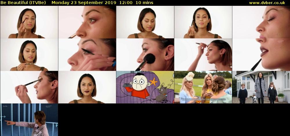 Be Beautiful (ITVBe) Monday 23 September 2019 12:00 - 12:10
