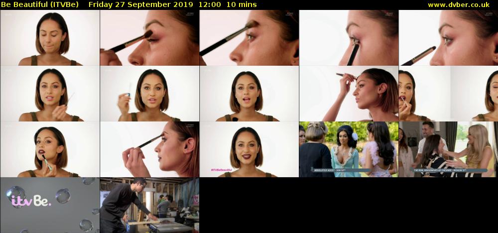Be Beautiful (ITVBe) Friday 27 September 2019 12:00 - 12:10
