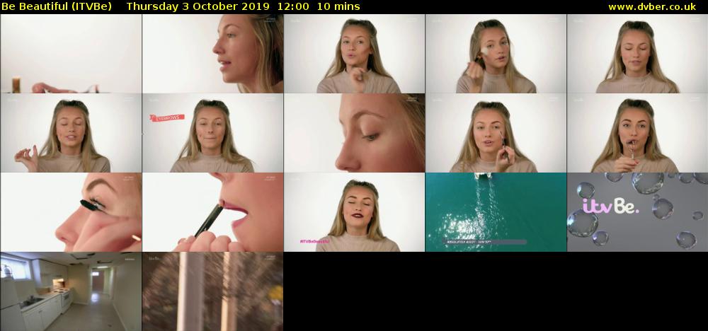 Be Beautiful (ITVBe) Thursday 3 October 2019 12:00 - 12:10