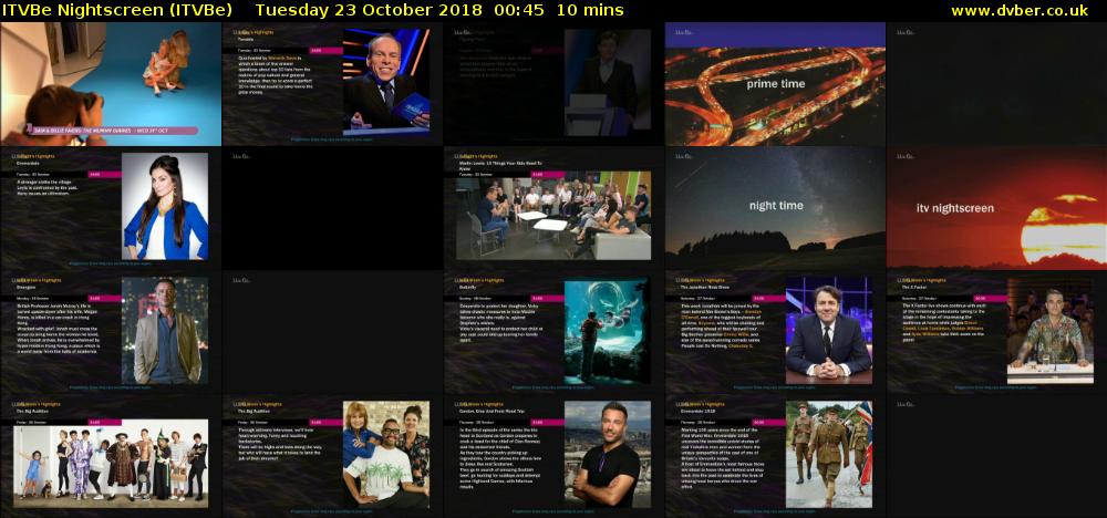 ITVBe Nightscreen (ITVBe) Tuesday 23 October 2018 00:45 - 00:55