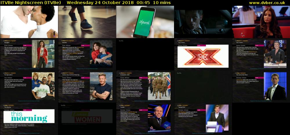ITVBe Nightscreen (ITVBe) Wednesday 24 October 2018 00:45 - 00:55