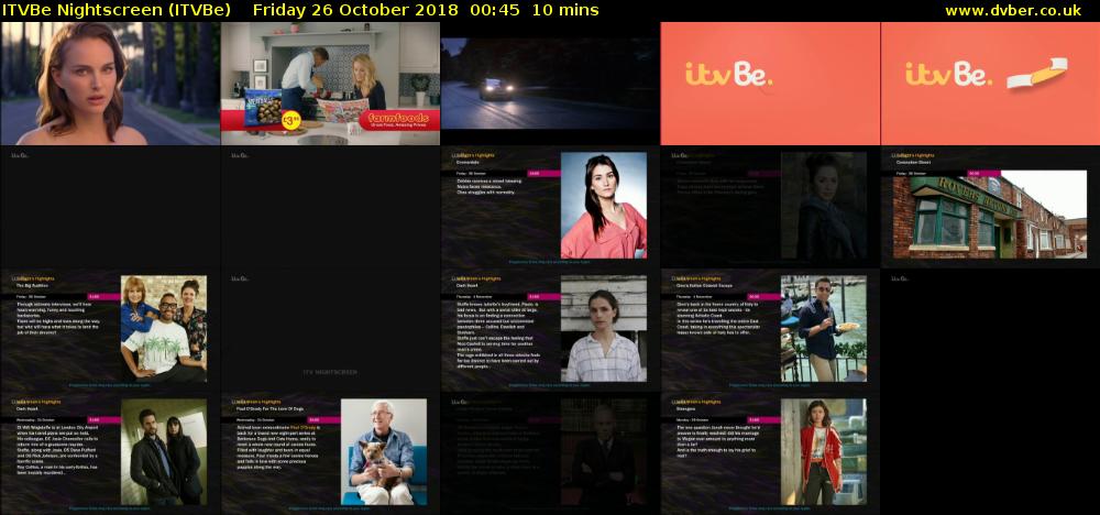 ITVBe Nightscreen (ITVBe) Friday 26 October 2018 00:45 - 00:55