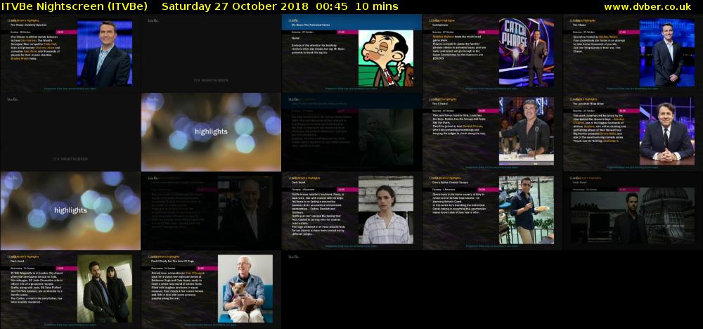 ITVBe Nightscreen (ITVBe) Saturday 27 October 2018 00:45 - 00:55
