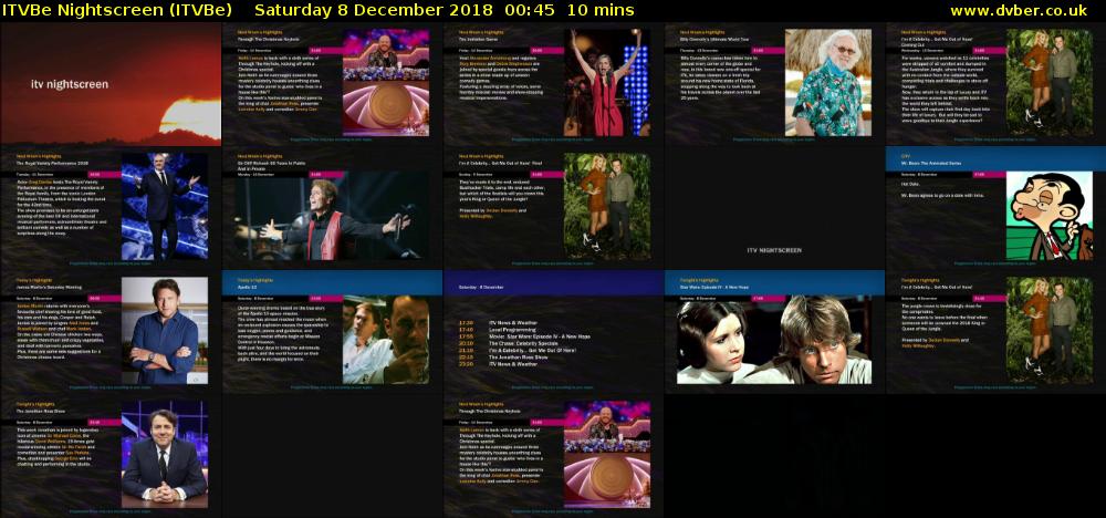ITVBe Nightscreen (ITVBe) Saturday 8 December 2018 00:45 - 00:55
