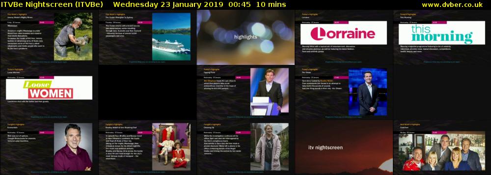 ITVBe Nightscreen (ITVBe) Wednesday 23 January 2019 00:45 - 00:55