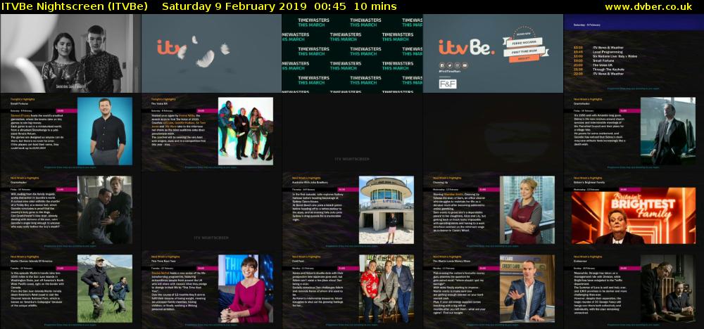 ITVBe Nightscreen (ITVBe) Saturday 9 February 2019 00:45 - 00:55
