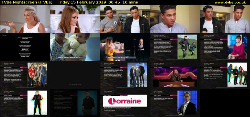 ITVBe Nightscreen (ITVBe) Friday 15 February 2019 00:45 - 00:55