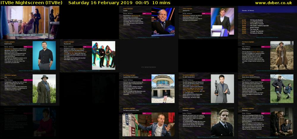 ITVBe Nightscreen (ITVBe) Saturday 16 February 2019 00:45 - 00:55