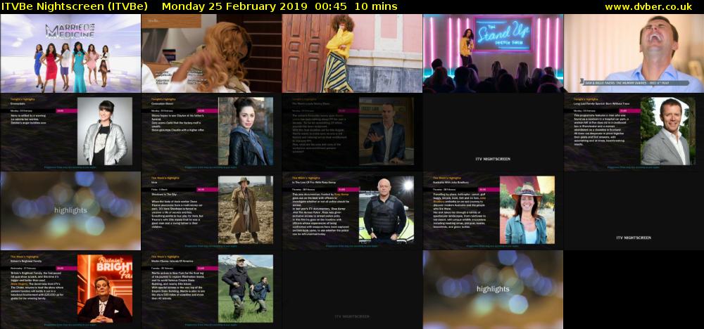 ITVBe Nightscreen (ITVBe) Monday 25 February 2019 00:45 - 00:55
