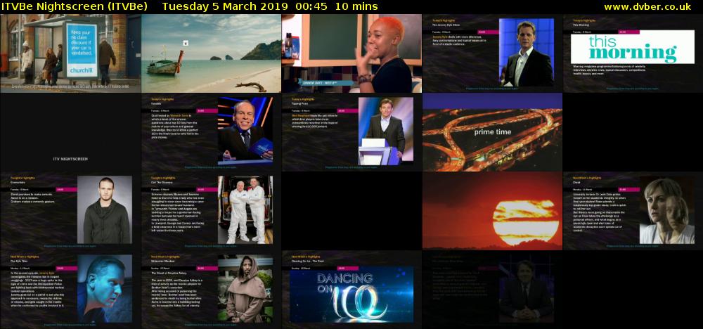 ITVBe Nightscreen (ITVBe) Tuesday 5 March 2019 00:45 - 00:55