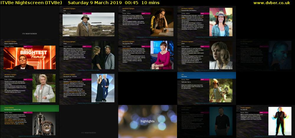 ITVBe Nightscreen (ITVBe) Saturday 9 March 2019 00:45 - 00:55