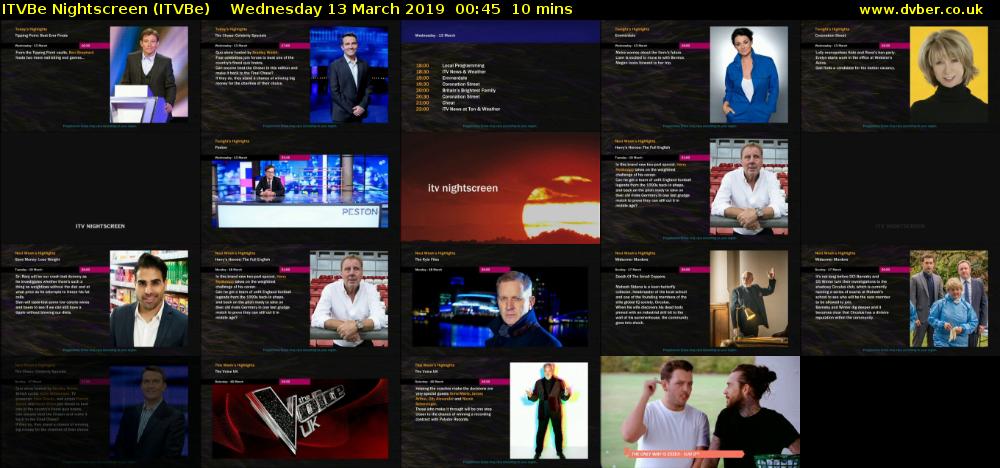 ITVBe Nightscreen (ITVBe) Wednesday 13 March 2019 00:45 - 00:55