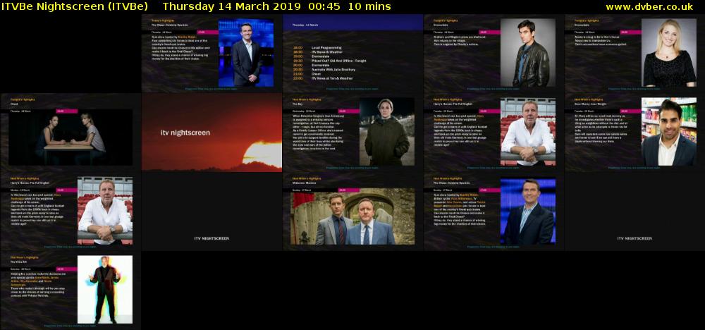 ITVBe Nightscreen (ITVBe) Thursday 14 March 2019 00:45 - 00:55