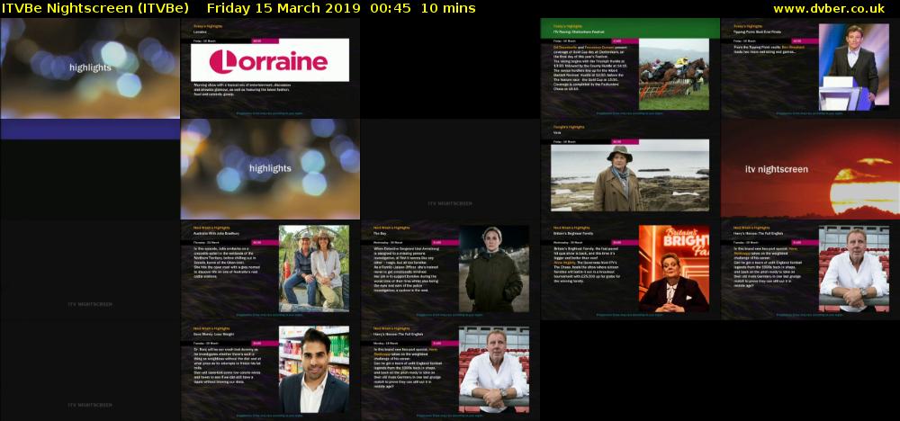 ITVBe Nightscreen (ITVBe) Friday 15 March 2019 00:45 - 00:55