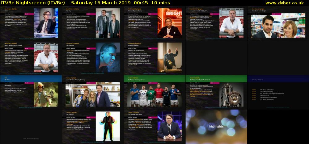 ITVBe Nightscreen (ITVBe) Saturday 16 March 2019 00:45 - 00:55