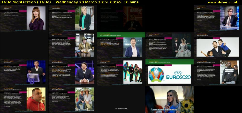 ITVBe Nightscreen (ITVBe) Wednesday 20 March 2019 00:45 - 00:55